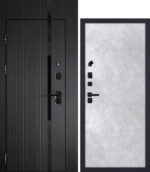 PROTECTOR Сити-1/P1 гладкая, с фальш-фрамугой — правое открывание, внутри Серый бетон
